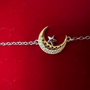 14 carat Gold & Silver Crescent Moon Pendant Anklet